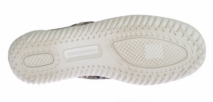 Dolce & Gabbana Beige Denim Car Print Loafers Sneakers Shoes