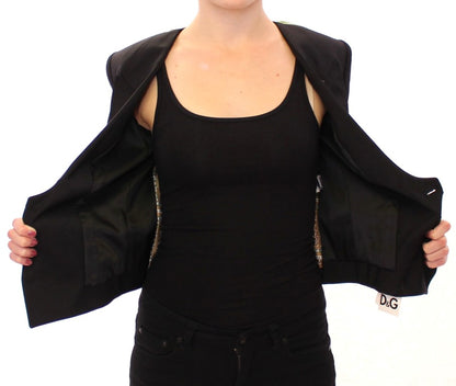 Elegant Silk-Blend Black Blazer with Scarf Back Detail