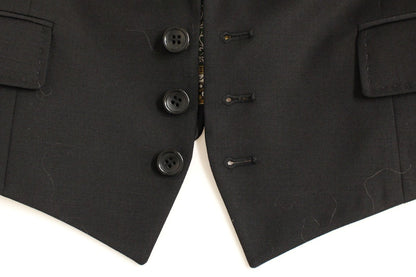 Elegant Silk-Blend Black Blazer with Scarf Back Detail