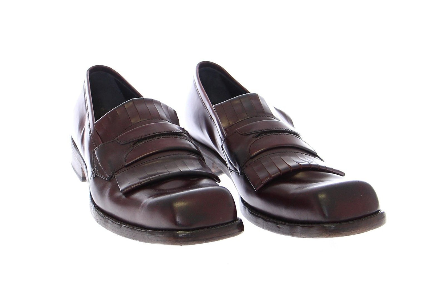 Bordeaux Leather Logo Loafers Shoes