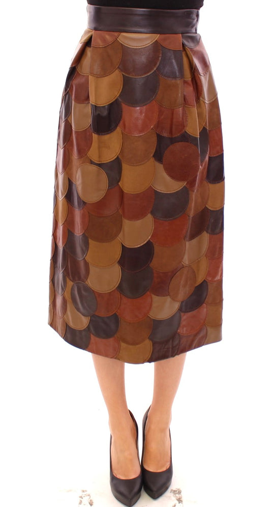 Elegant Leather Patchwork Skirt
