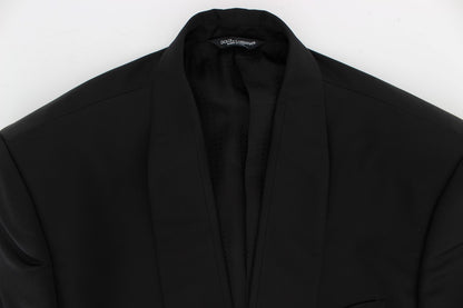 Exclusive Black Silk One Button Blazer