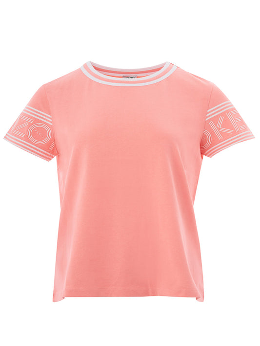 Pink Cotton T-Shirt With Contrasting Logo
