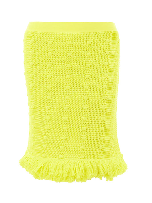 Radiant Yellow Fringed Pencil Skirt
