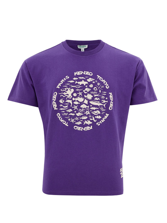 Purple Cotton T-Shirt with Front Print