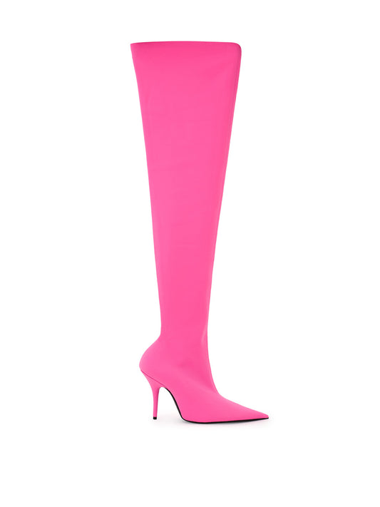 Neon Pink Over-the-Knee Statement Boot
