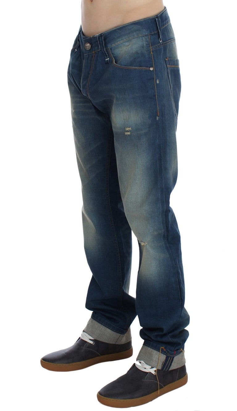 Blue Wash Denim Cotton Stretch Baggy Fit Jeans