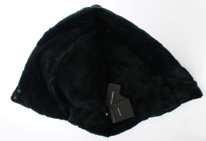 Green Weasel Fur Crochet Hood Scarf Hat