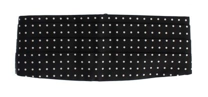 Black Polka Dotted Waist Belt Silk Cummerbund