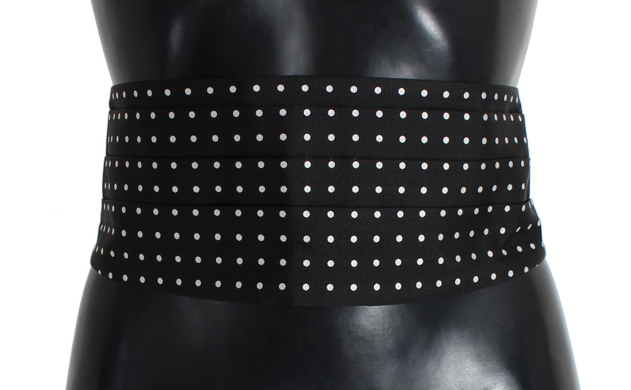 Black Polka Dotted Waist Belt Silk Cummerbund