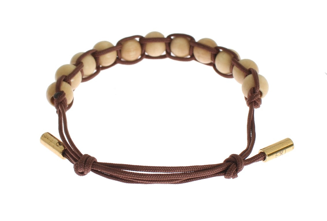 Brown Beaded Pull Strap Bracelet