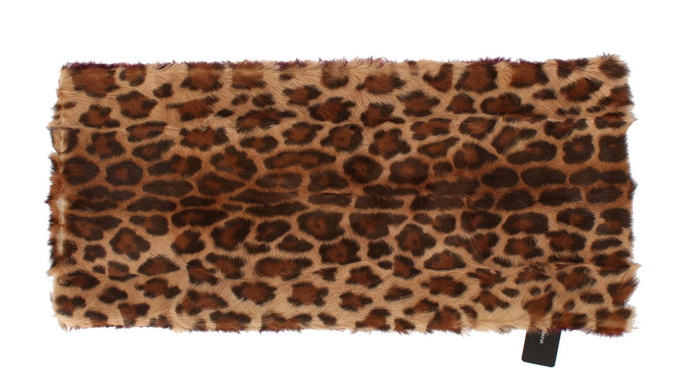 Exquisite Leopard Print Lambskin Fur Scarf