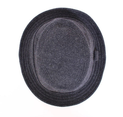 Gray Virgin Wool Logo Fedora Trilby Hat Cappelo