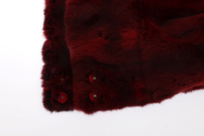 Luxurious Bordeaux Fur Hooded Scarf Wrap