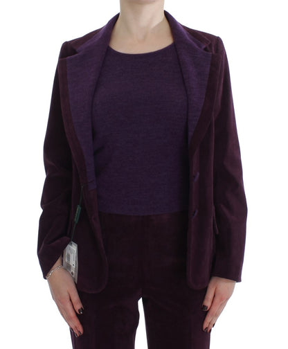 Elegant Purple Wool Blend Three Piece Suit Set