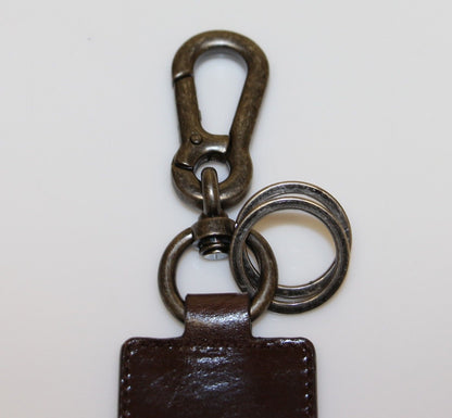 Leather Metal Unisex Ring Keychain