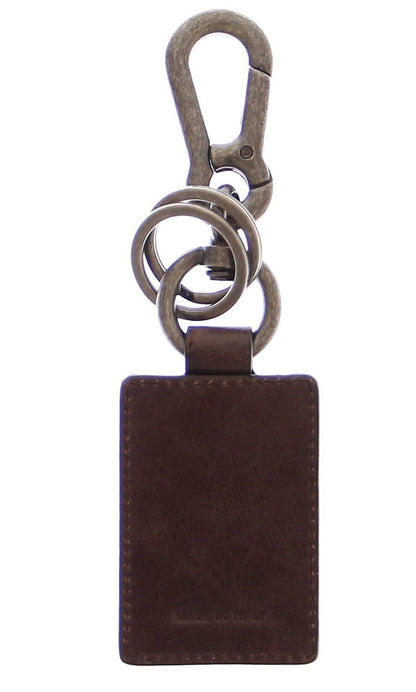 Leather Metal Unisex Ring Keychain