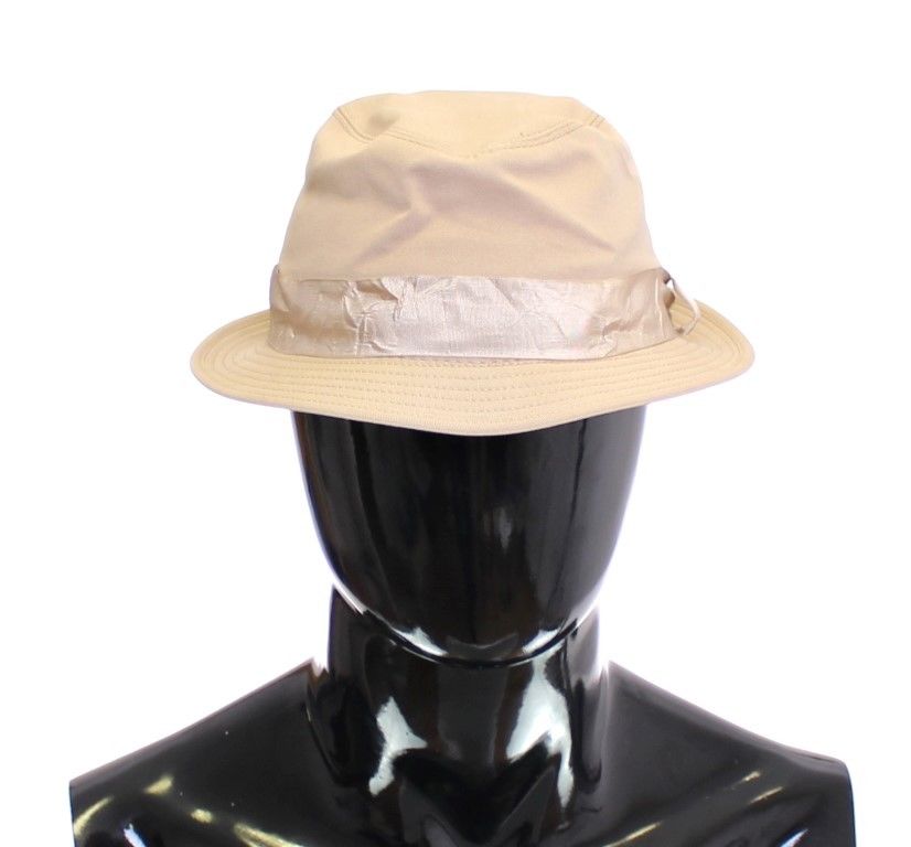 Beige Cotton Logo Fedora Trilby Hat