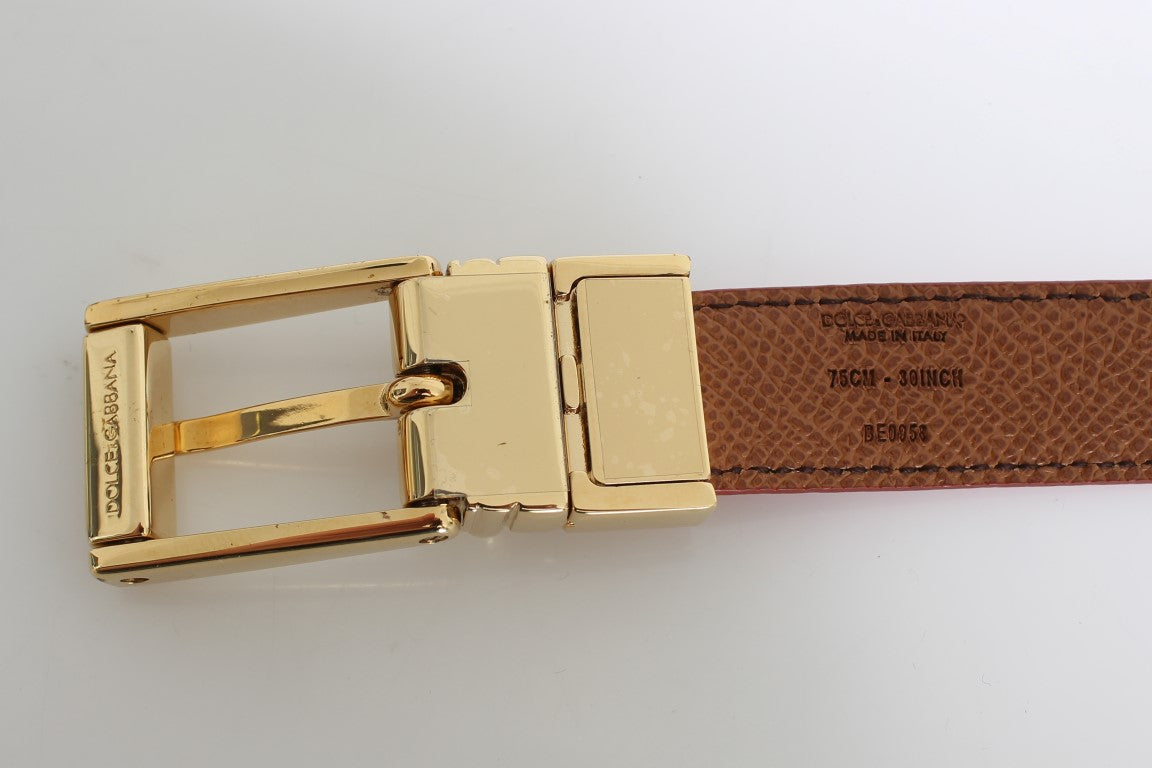 Orange Beige Dauphine Leather Belt