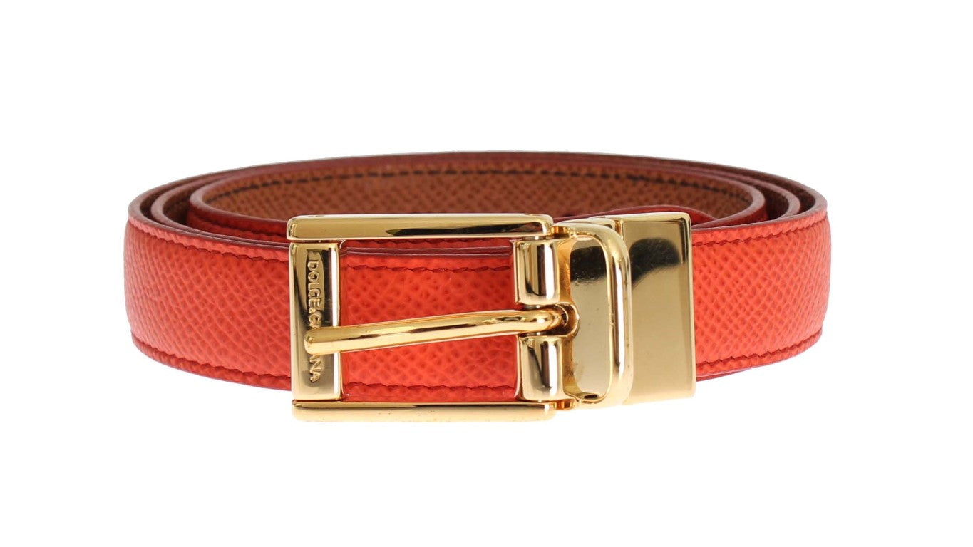 Orange Beige Dauphine Leather Belt