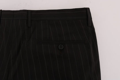 Elegant Brown Striped Dress Trousers