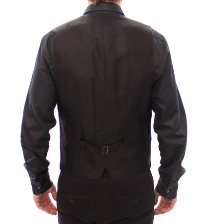 Black Wool Silk Dress Vest Gilet Weste