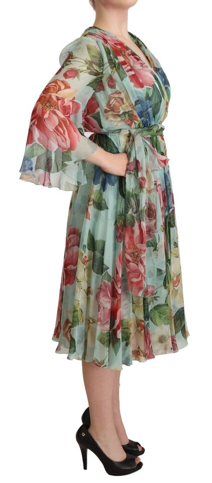 Floral Silk Midi Wrap Dress