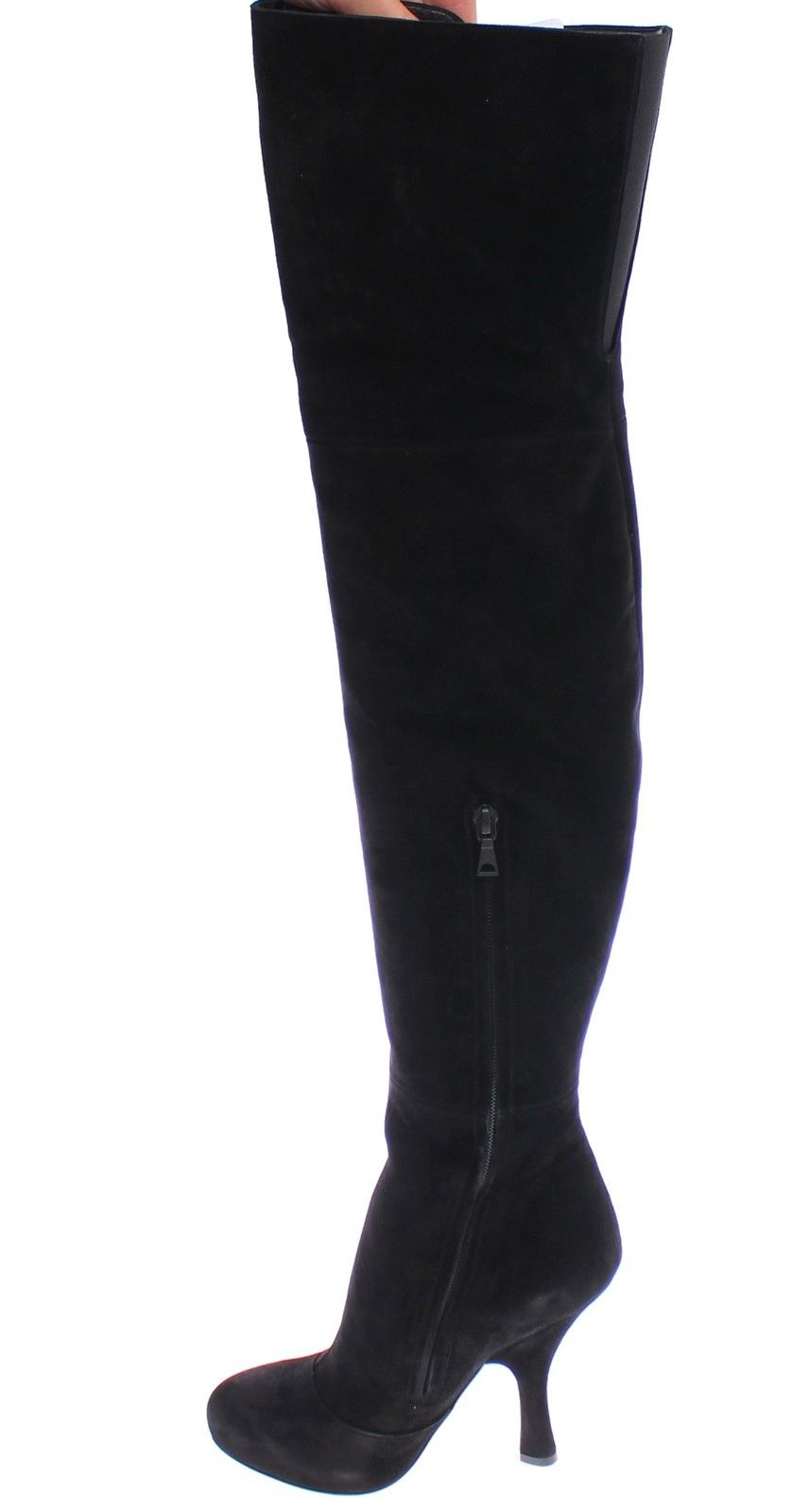 Black Suede Leather Over Knee Boots