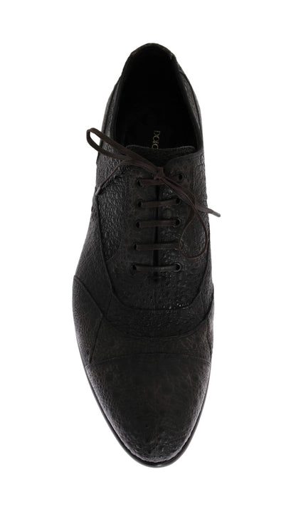 Gray Frog Skin Leather Derby Shoes