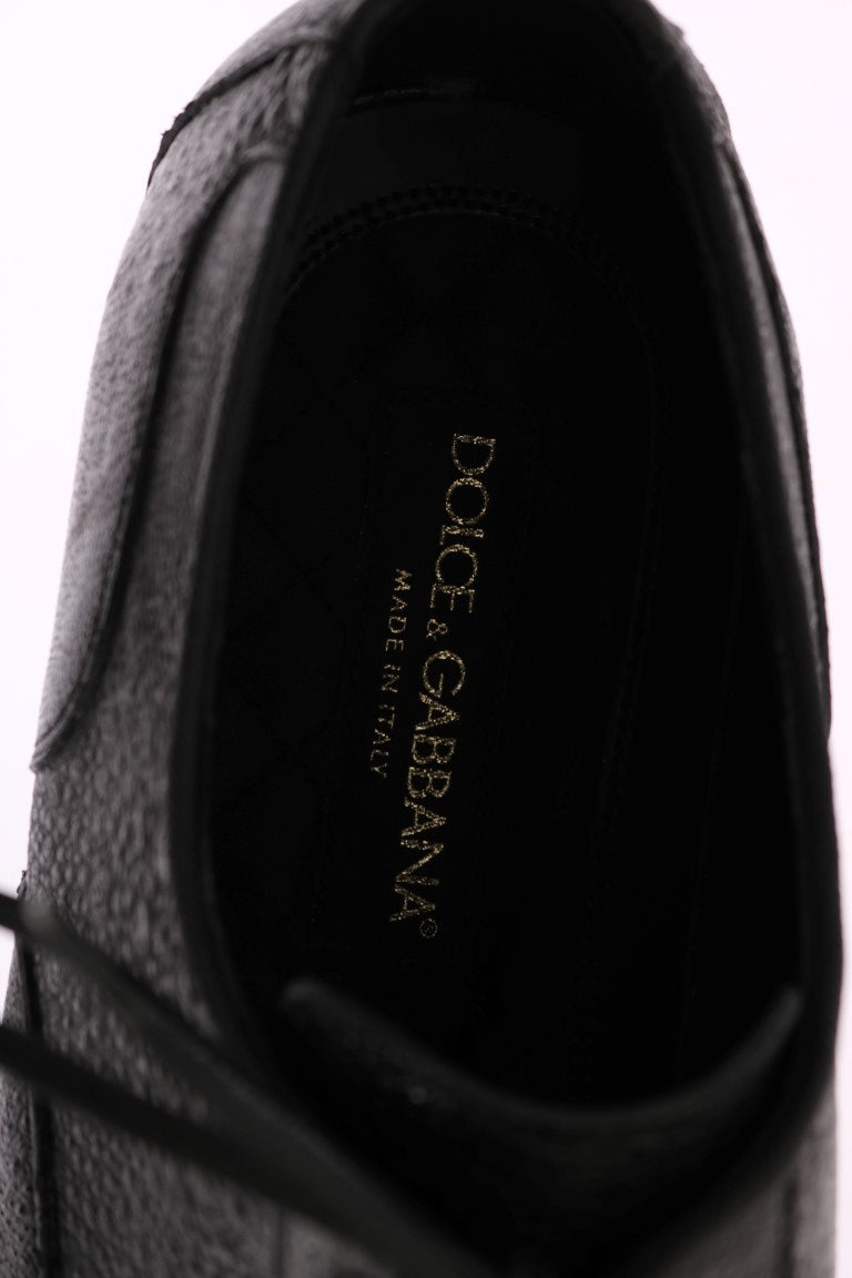 Black Frog Skin Leather Derby Shoes