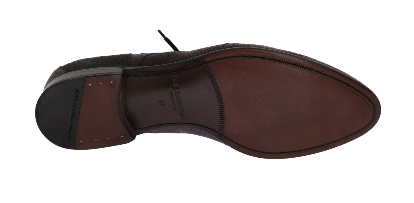 Brown Frog Skin Leather Derby Shoes