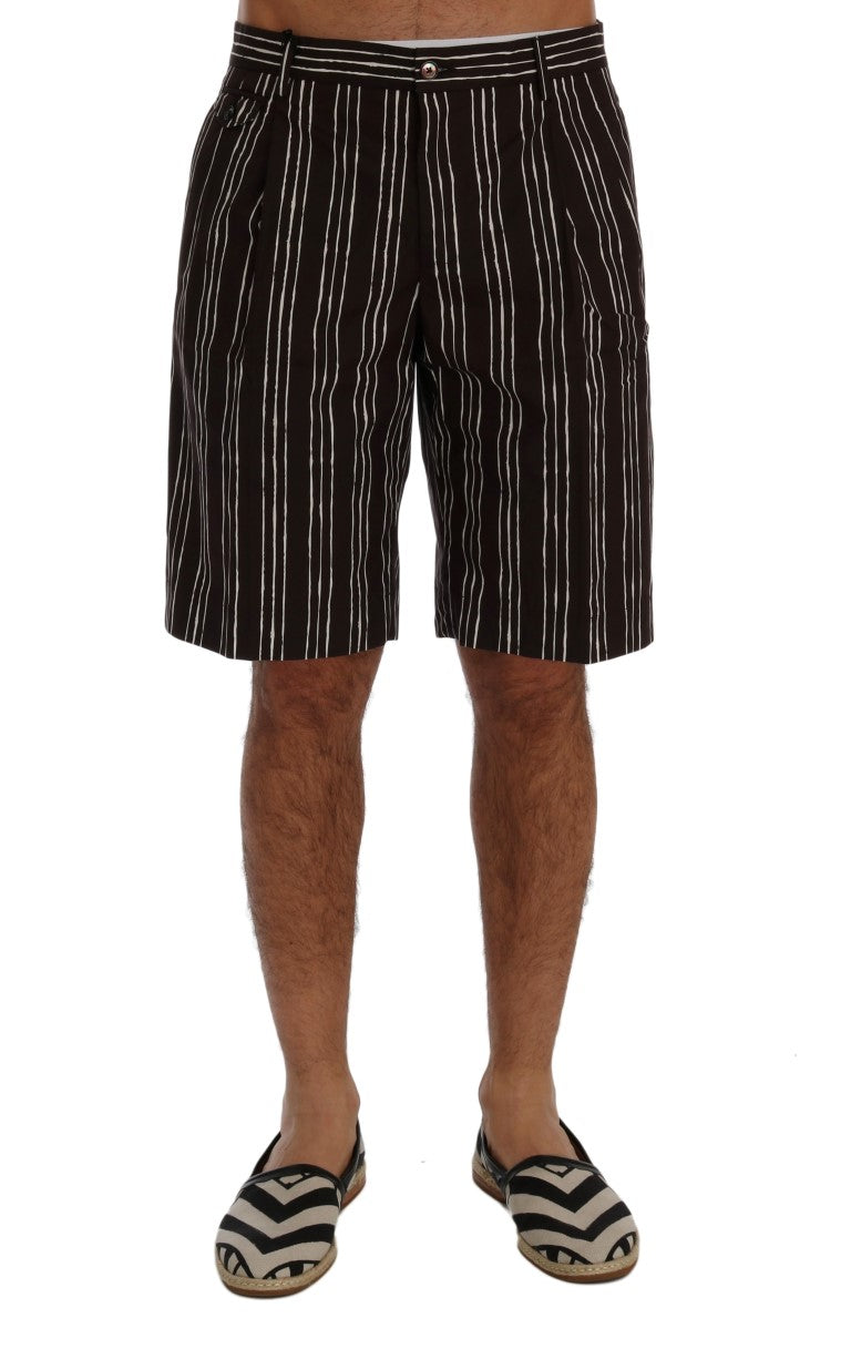 Bordeaux White Striped Hemp Casual Shorts