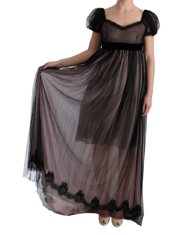 Black Pink Silk Long Shift Dress