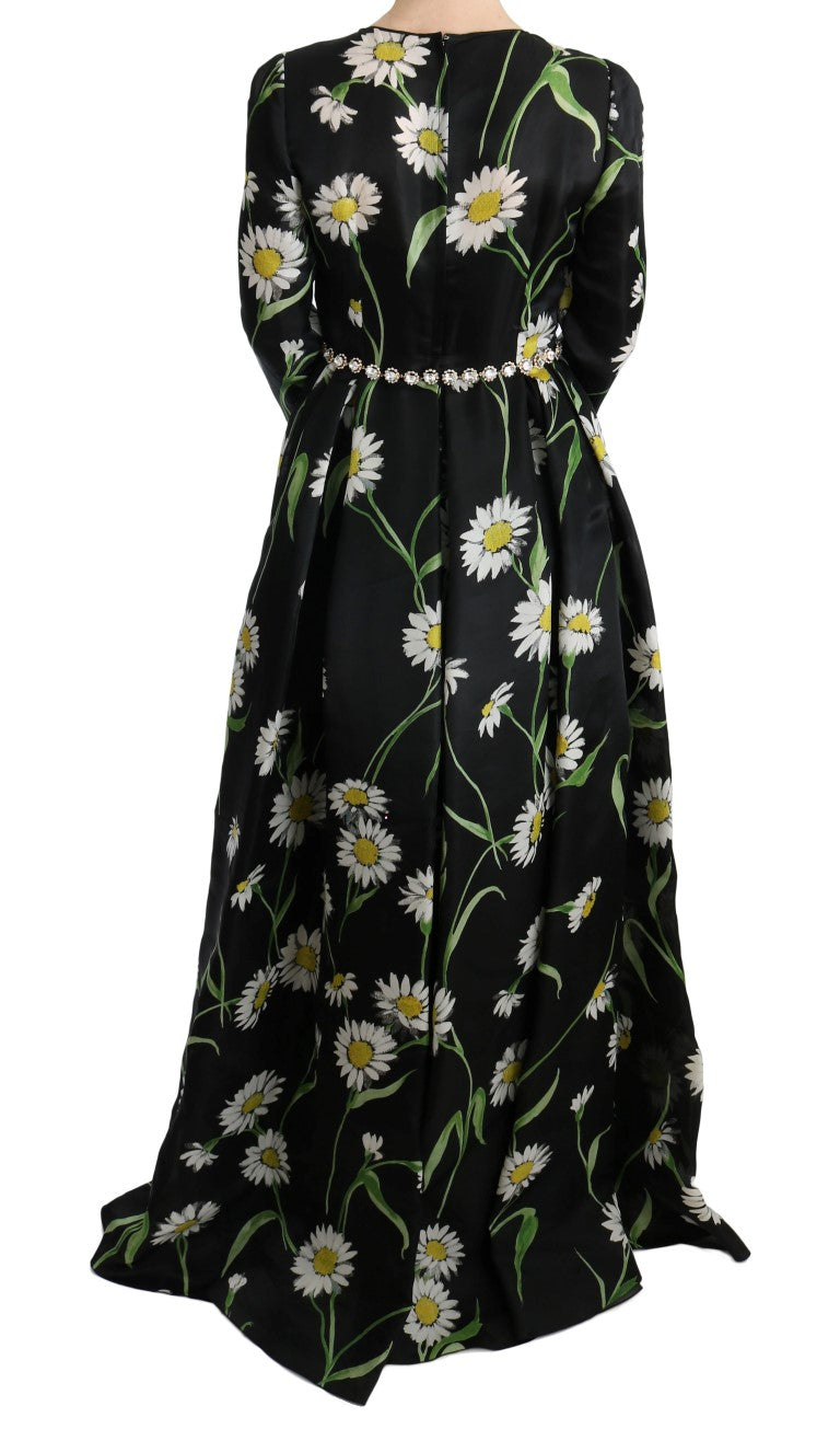 Elegant Sunflower Maxi Gown with Crystals
