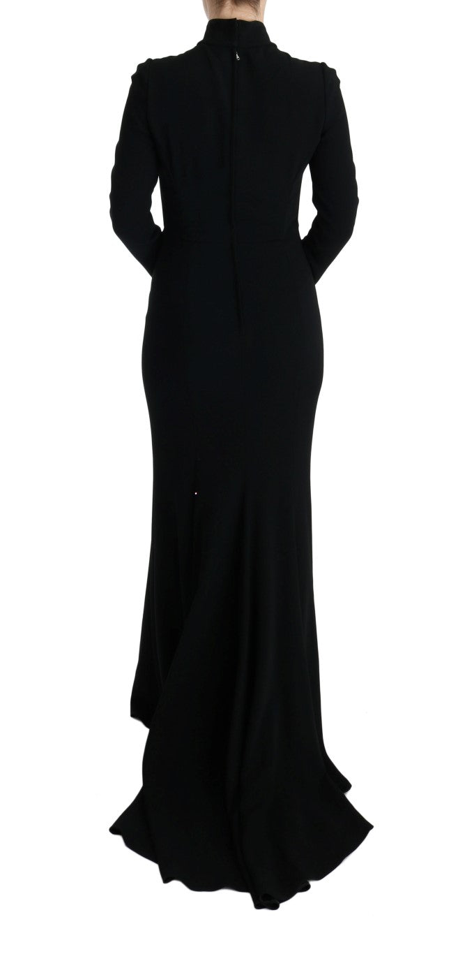 Black Stretch Long Gown Sheath Dress