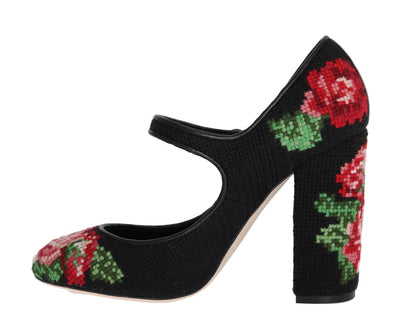 Floral Leather Hand Stitched Pumps