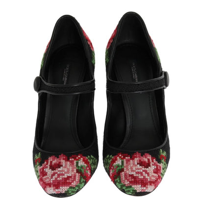 Floral Leather Hand Stitched Pumps