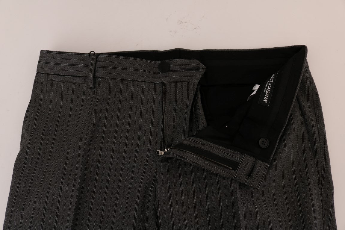 Gray Wool Striped Formal Pants