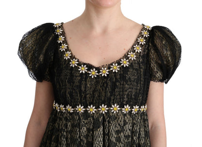 Sunflower Lace Crystal Maxi Shift Dress
