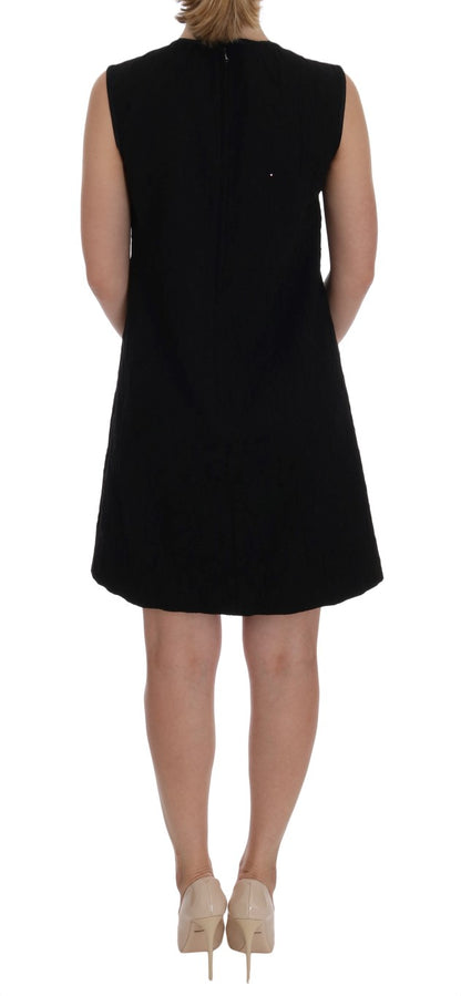 Black Crystal-Embellished Stretch Mini Dress