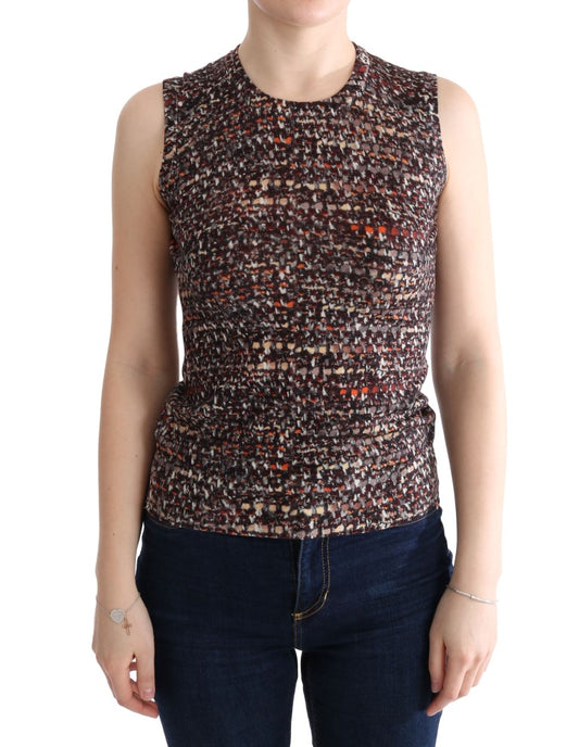 Sleeveless Multicolor Knit Wool Top