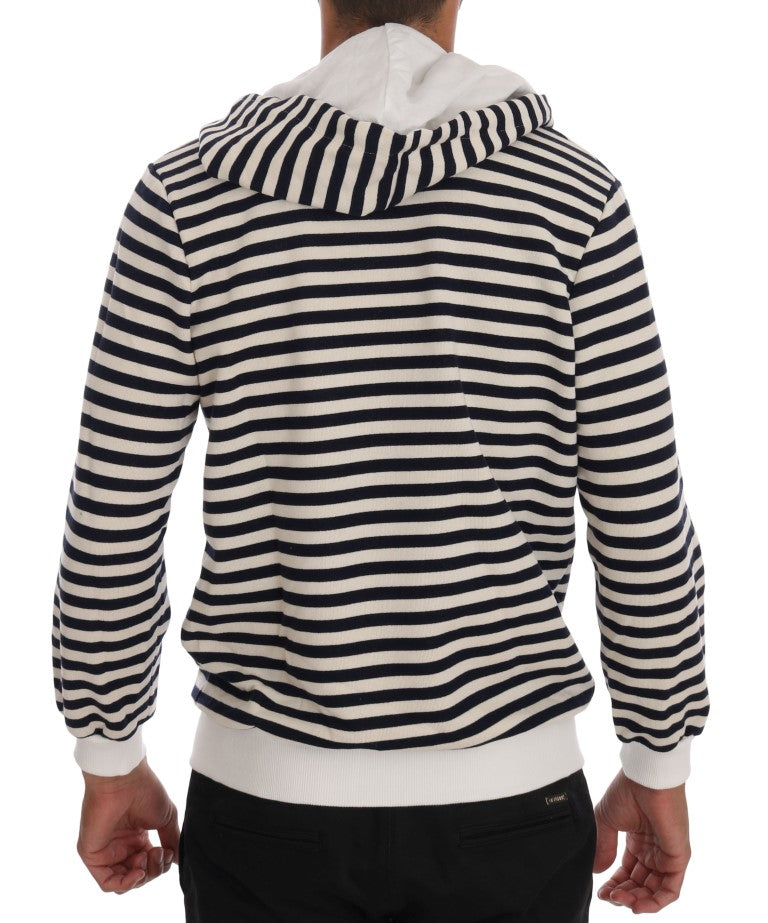 Elegant Full Zip Hooded Striped Sweater
