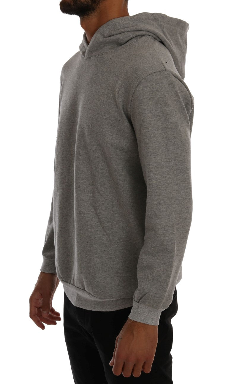 Gray Pullover Hodded Cotton Sweater