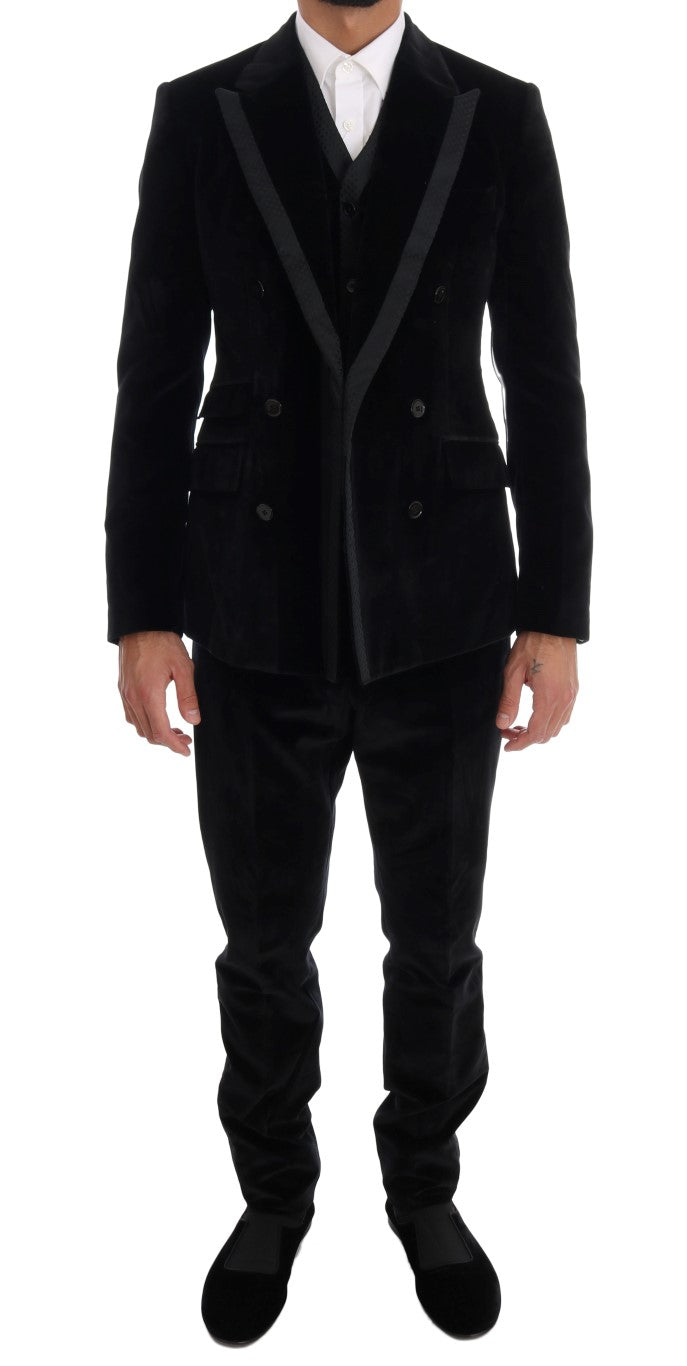 Black Velvet Slim Double Breasted Suit