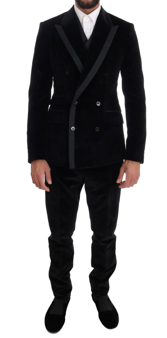 Elegant Black Slim Fit Three-Piece Suit