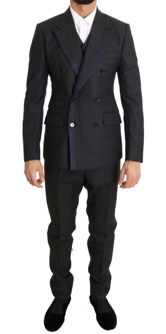 Elegant Gray Polka Dot 3-Piece Suit