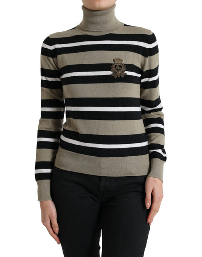 Multicolor Striped Wool Turtleneck Sweater