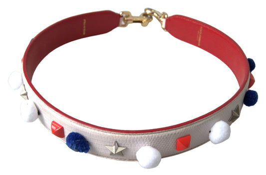 Stunning White Multicolor Studded Leather Strap