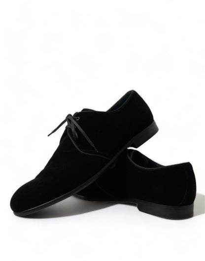Elegant Black Velvet Derby Dress Shoes