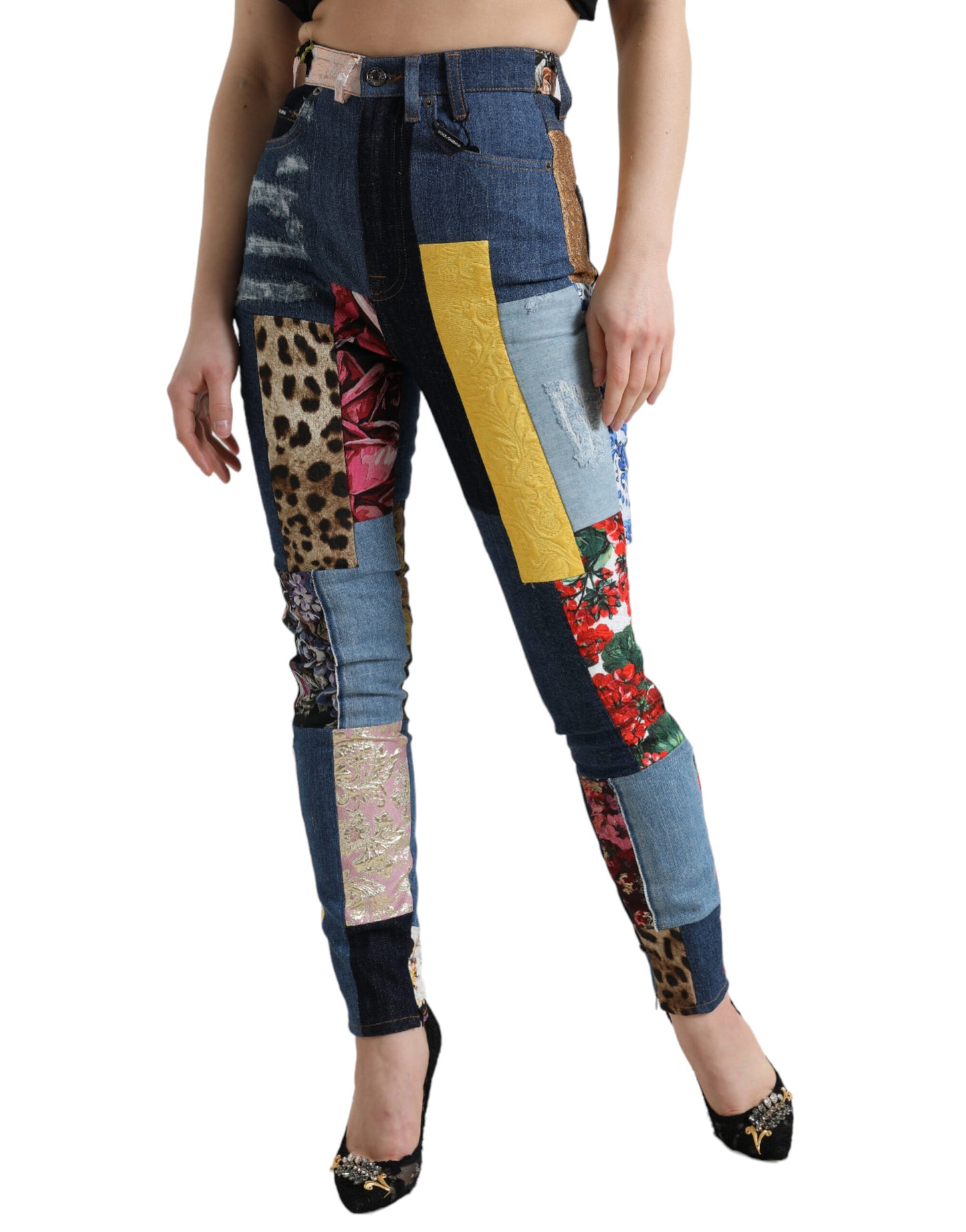 Vibrant Patchwork Skinny Jeans